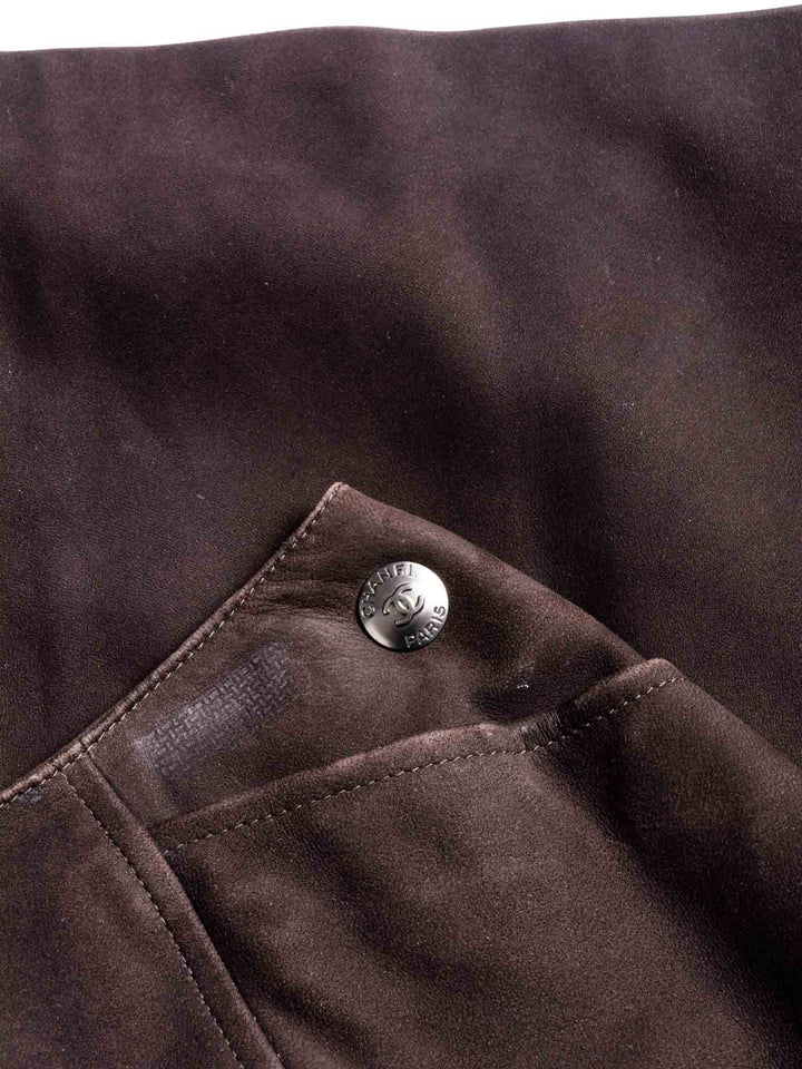 Top Quality Chanel CC Logo Suede Leather Mini Skirt Brown