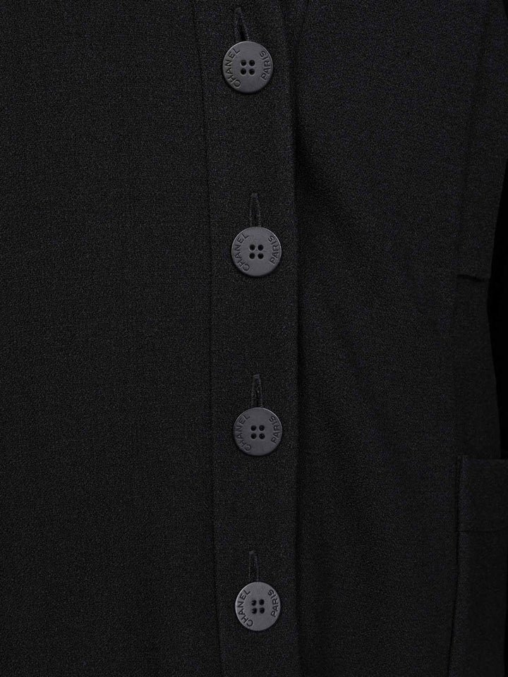 Top Quality Chanel CC Logo Tweed Fitted Jacket Black