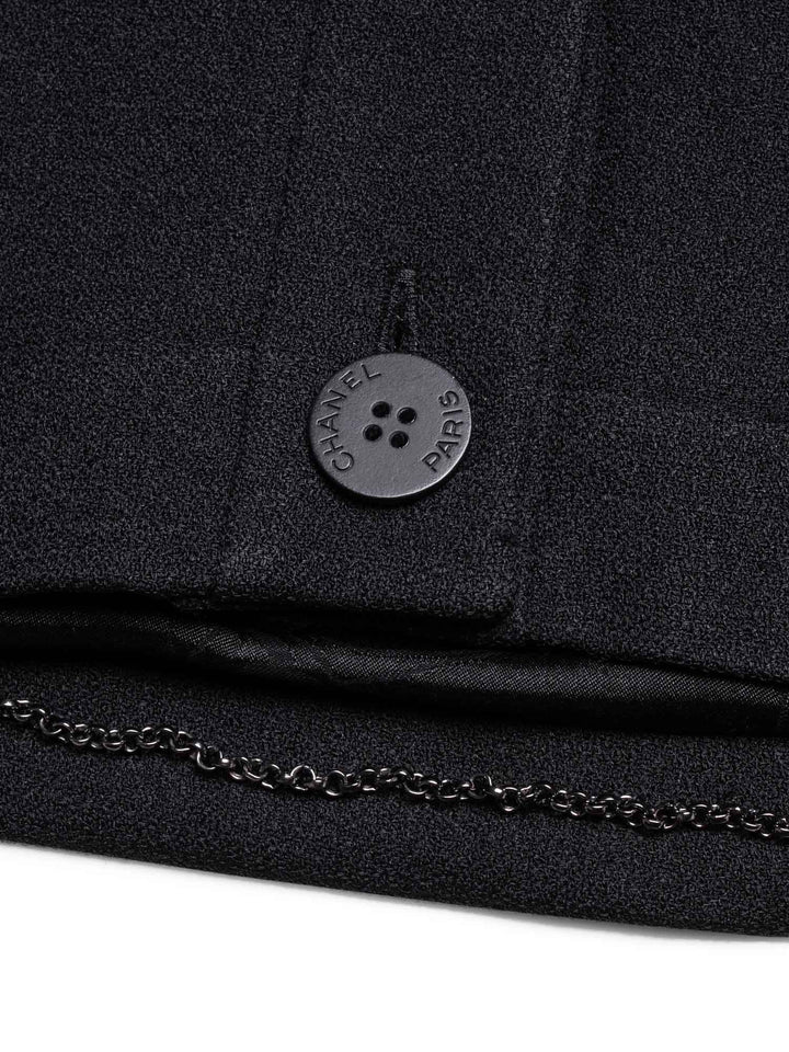 Top Quality Chanel CC Logo Tweed Fitted Jacket Black