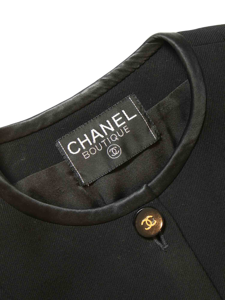 Top Quality Chanel CC Logo Tweed Fitted Jacket Black Gold