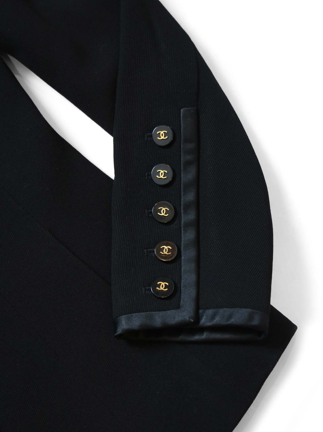 Top Quality Chanel CC Logo Tweed Fitted Jacket Black Gold