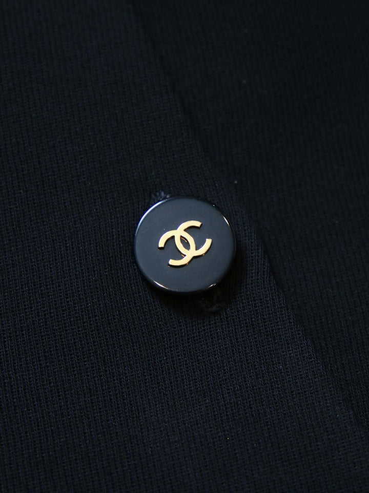 Top Quality Chanel CC Logo Tweed Fitted Jacket Black Gold