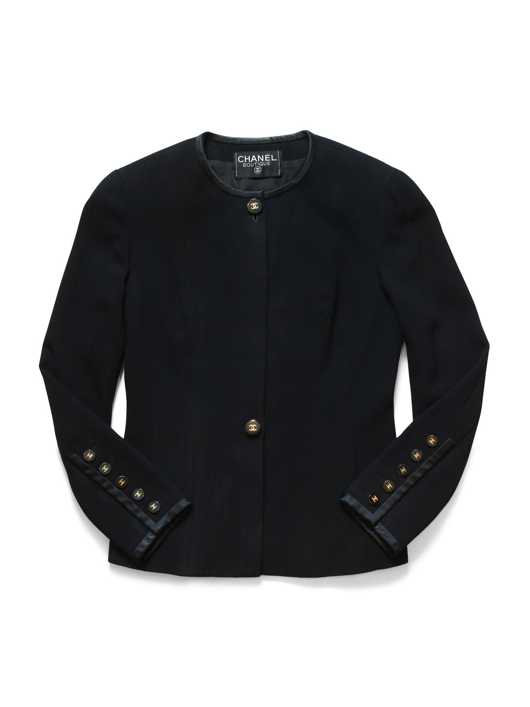 Top Quality Chanel CC Logo Tweed Fitted Jacket Black Gold