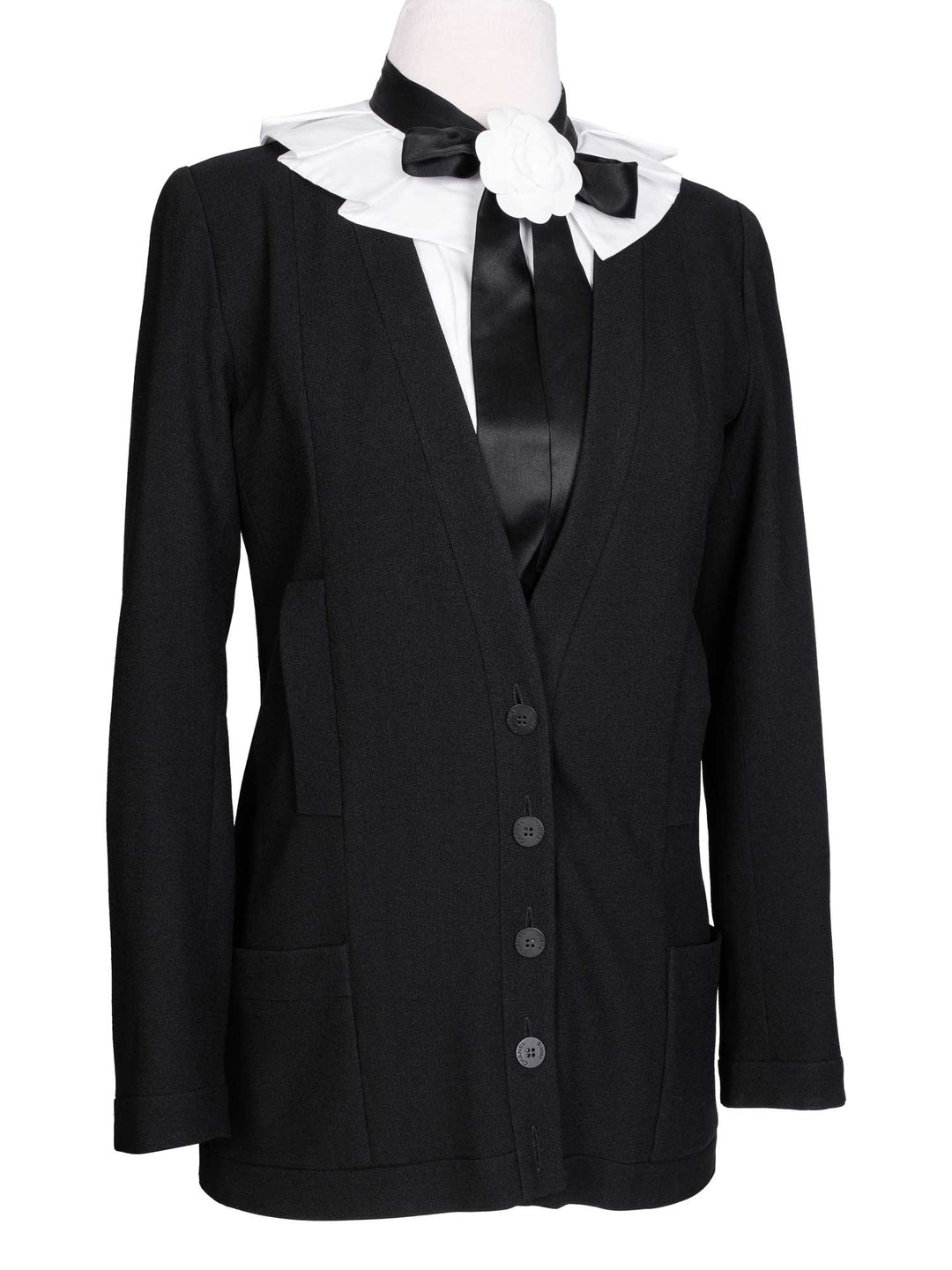 Top Quality Chanel CC Logo Tweed Fitted Jacket Black