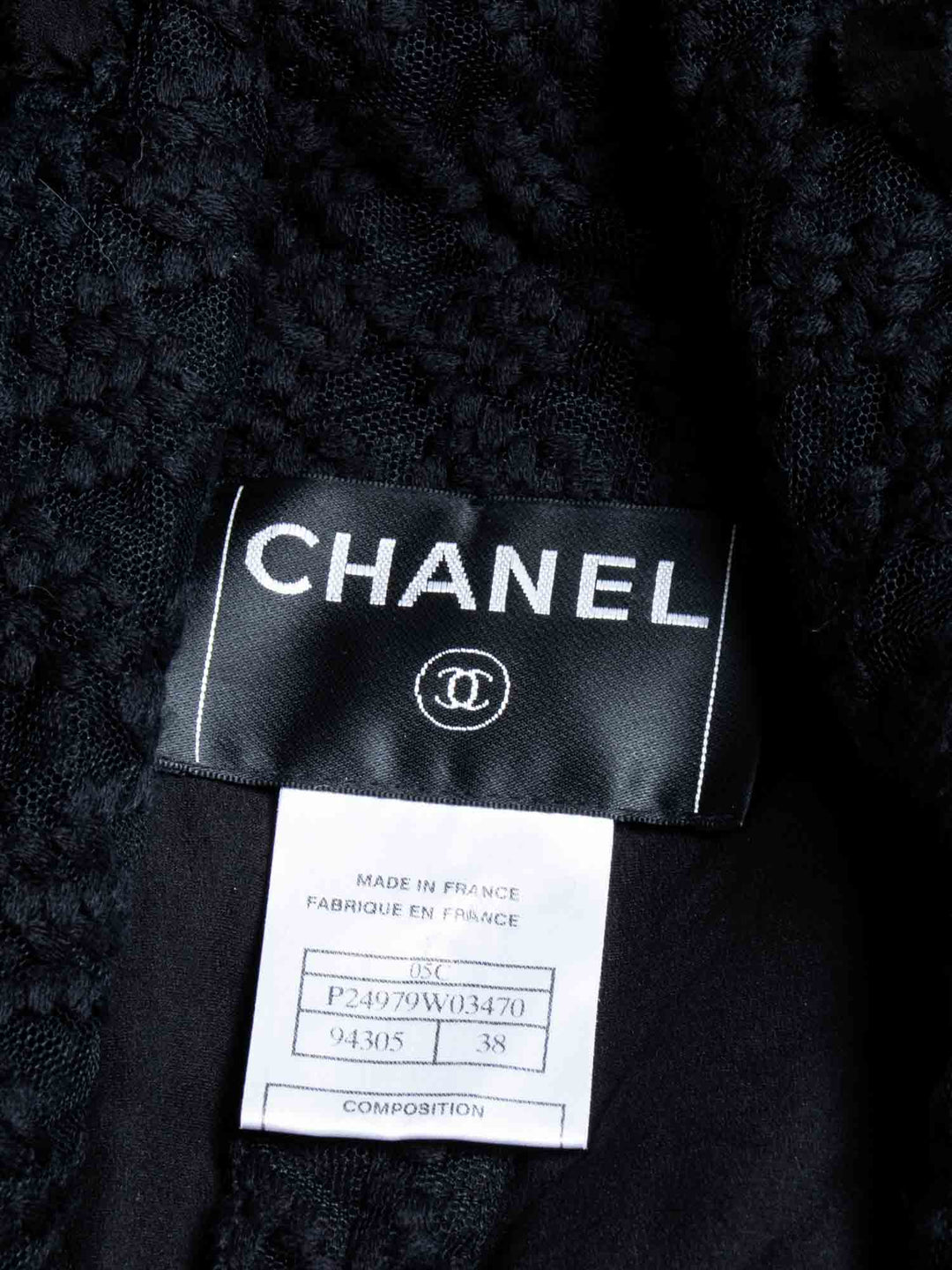 Top Quality Chanel CC Logo Tweed Fringe Camellia Jacket Black