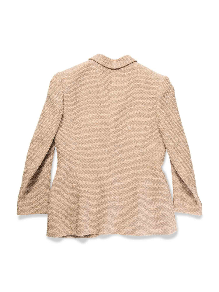 Top Quality Chanel CC Logo Tweed Jacket Beige White Silver