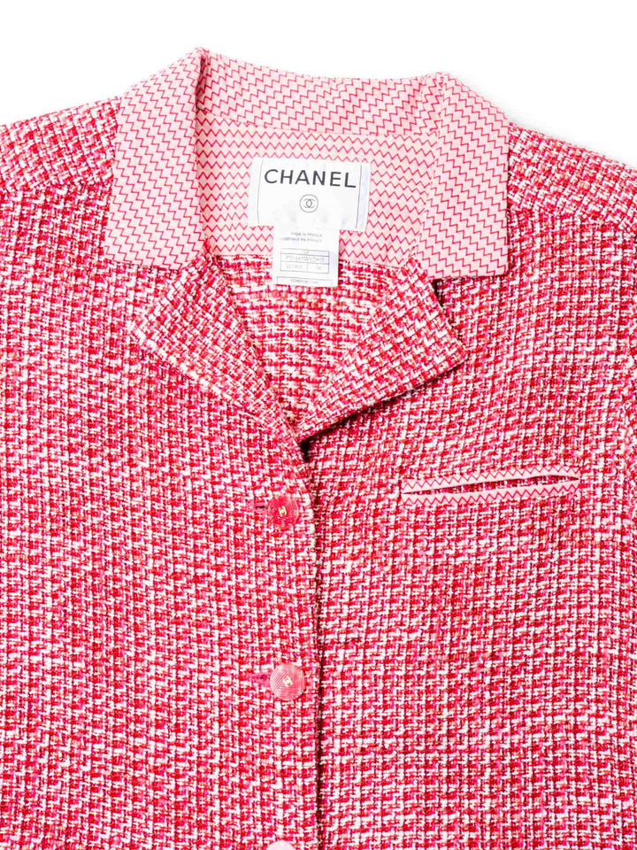 Top Quality Chanel CC Logo Tweed Jacket Shorts 2 Piece Set Red