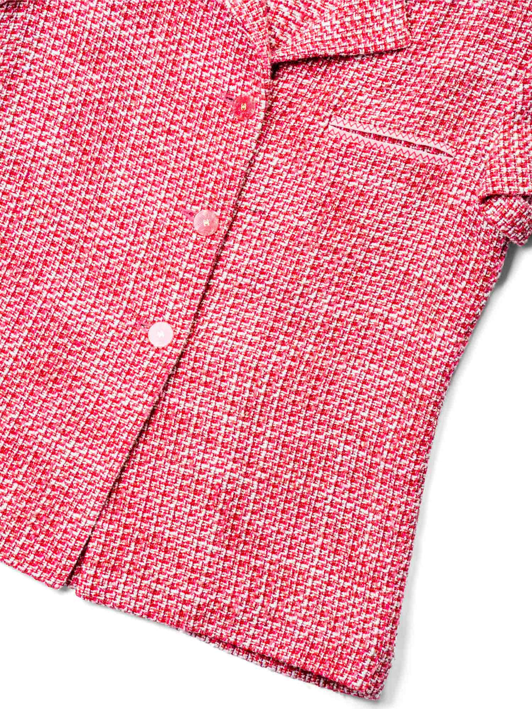 Top Quality Chanel CC Logo Tweed Jacket Shorts 2 Piece Set Red