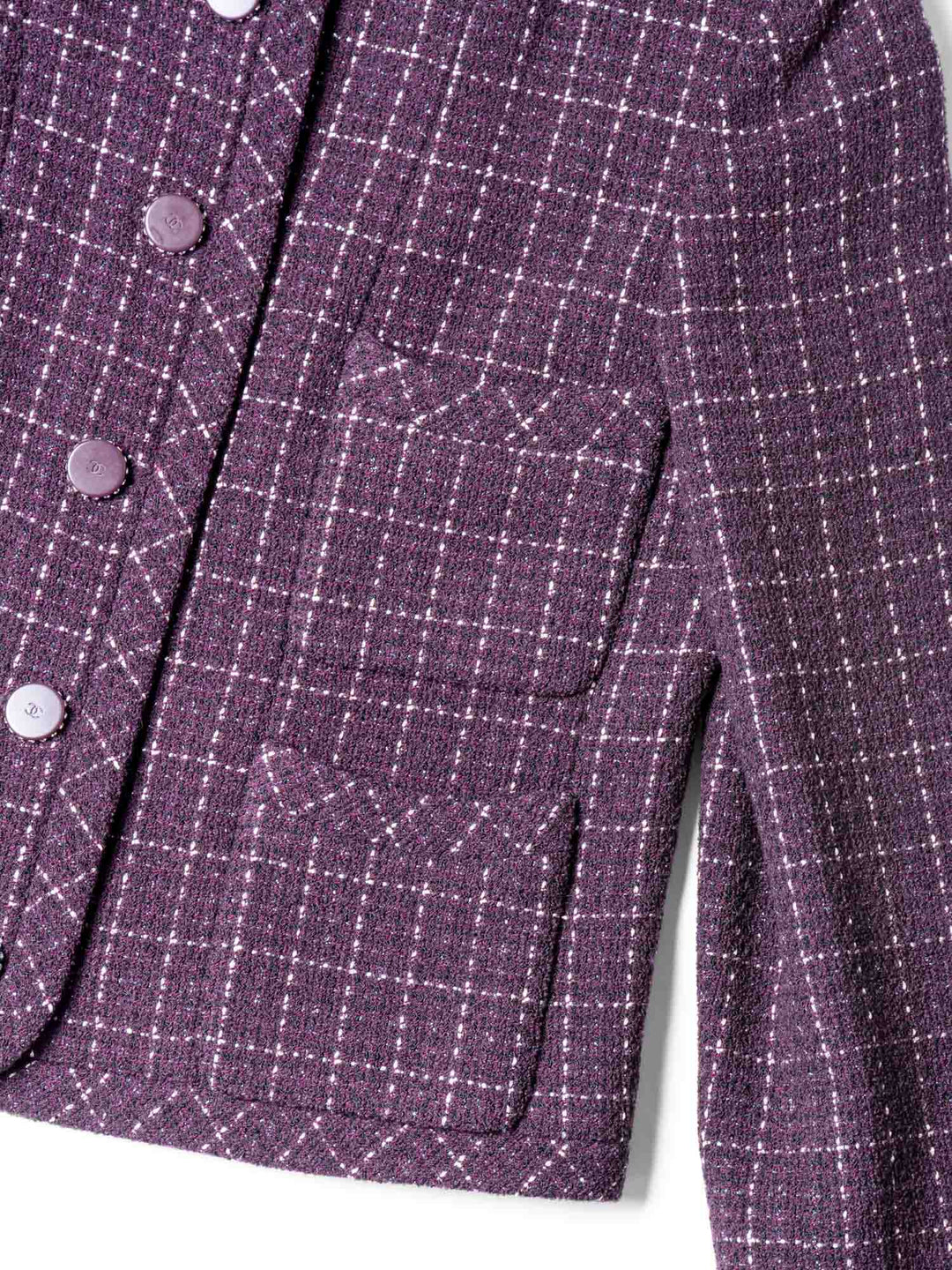 Top Quality Chanel CC Logo Tweed Sparkly Fitted Jacket Burgundy