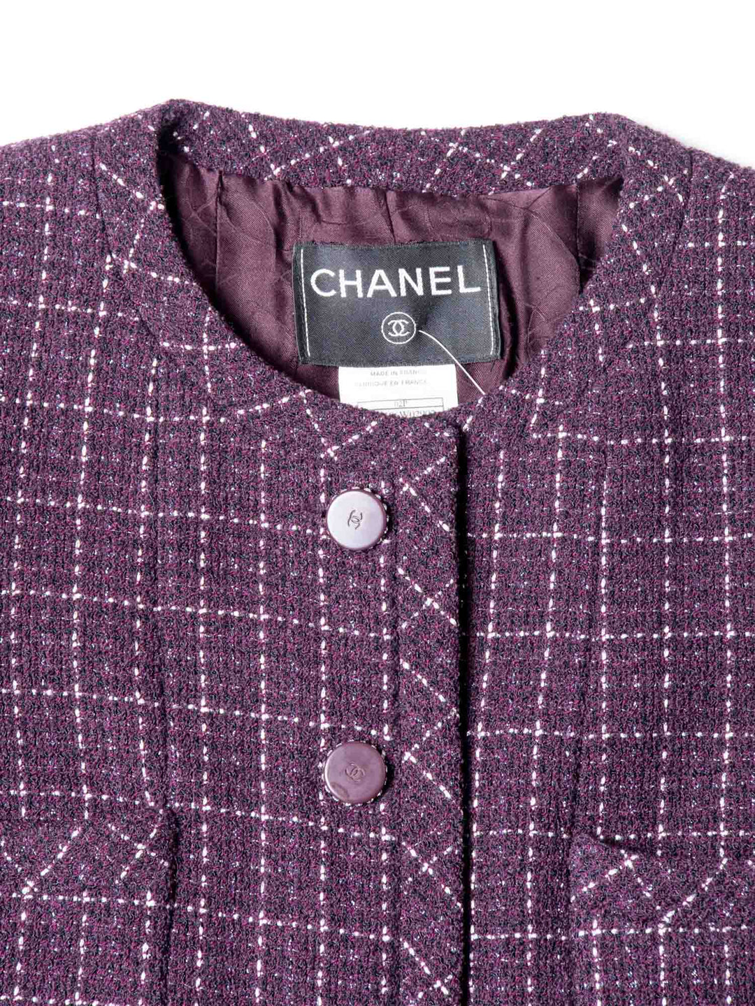 Top Quality Chanel CC Logo Tweed Sparkly Fitted Jacket Burgundy