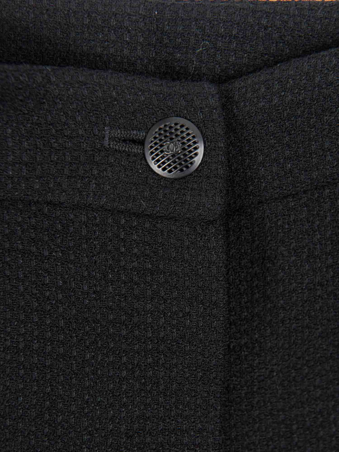 Top Quality Chanel CC Logo Tweed Wool Wide Leg Pants Black