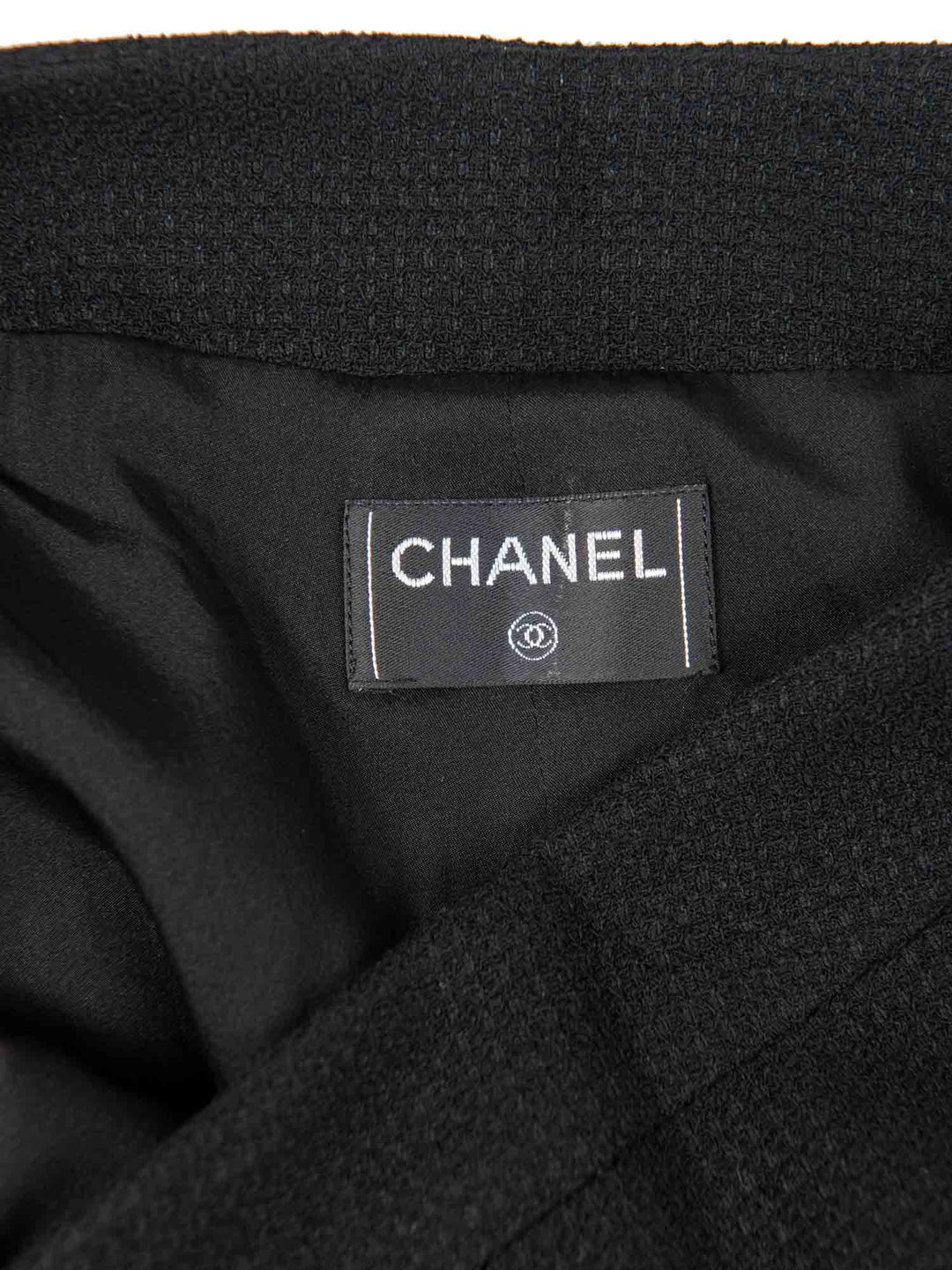 Top Quality Chanel CC Logo Tweed Wool Wide Leg Pants Black