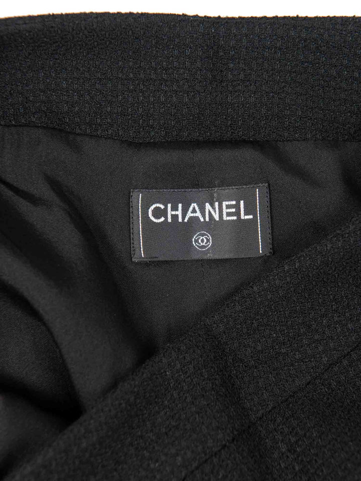 Top Quality Chanel CC Logo Tweed Wool Wide Leg Pants Black