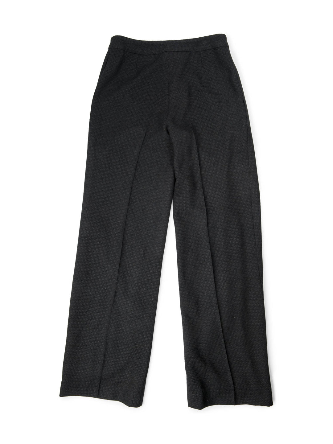 Top Quality Chanel CC Logo Tweed Wool Wide Leg Pants Black
