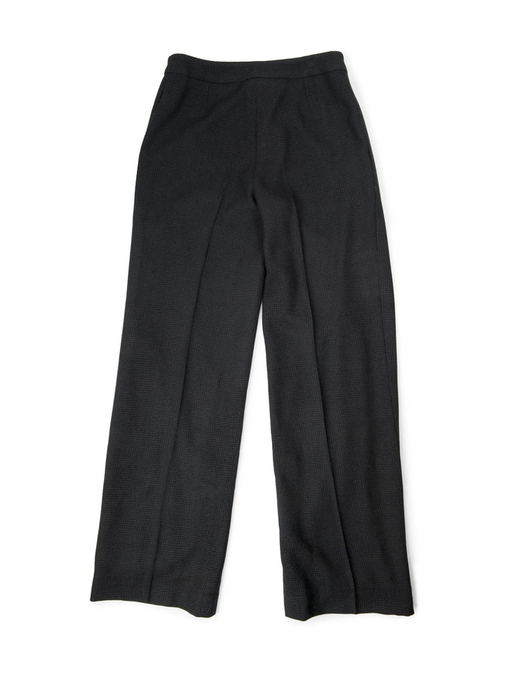 Top Quality Chanel CC Logo Tweed Wool Wide Leg Pants Black