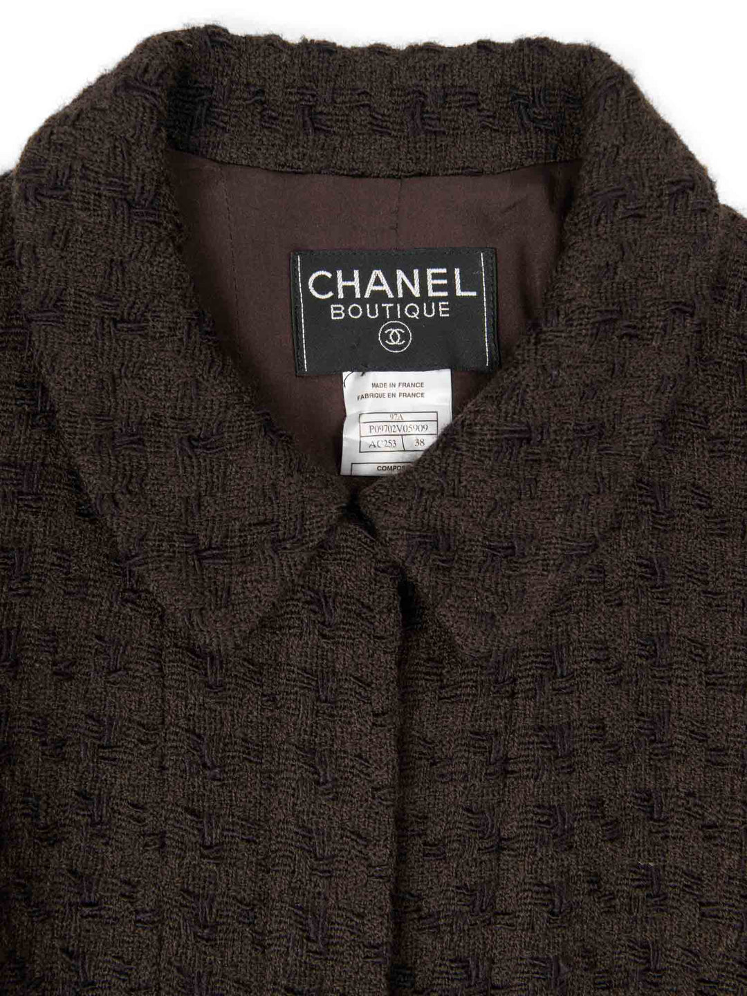 Top Quality Chanel CC Logo Tweed Zip Up Jacket Brown