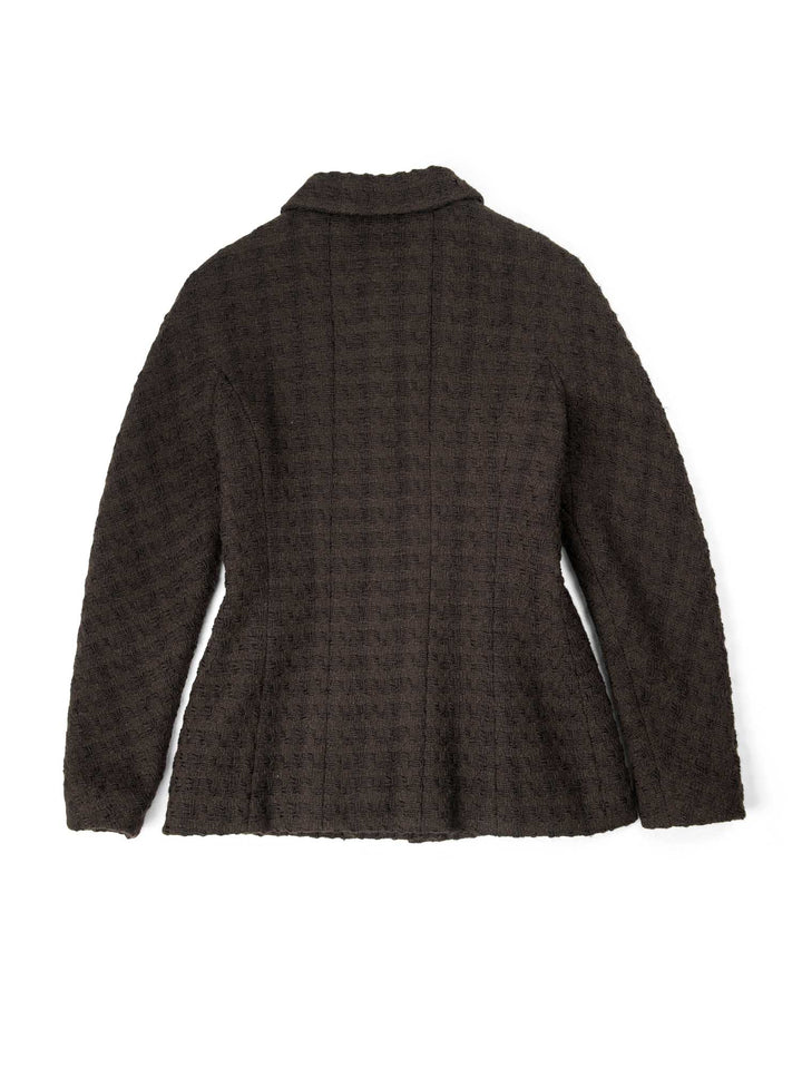 Top Quality Chanel CC Logo Tweed Zip Up Jacket Brown