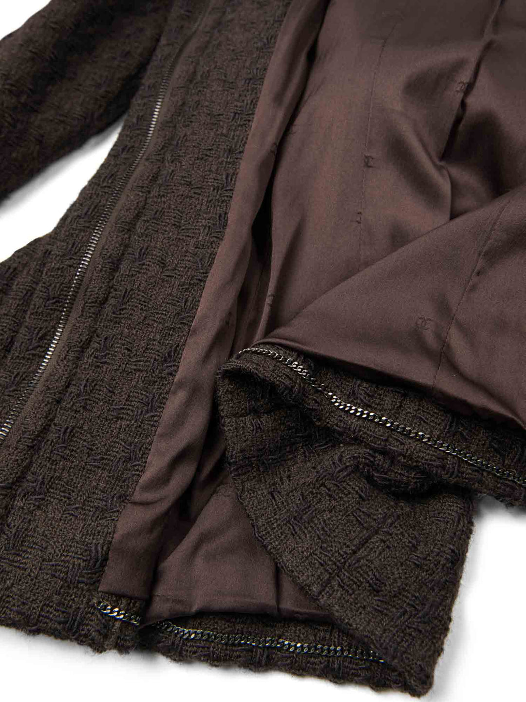Top Quality Chanel CC Logo Tweed Zip Up Jacket Brown