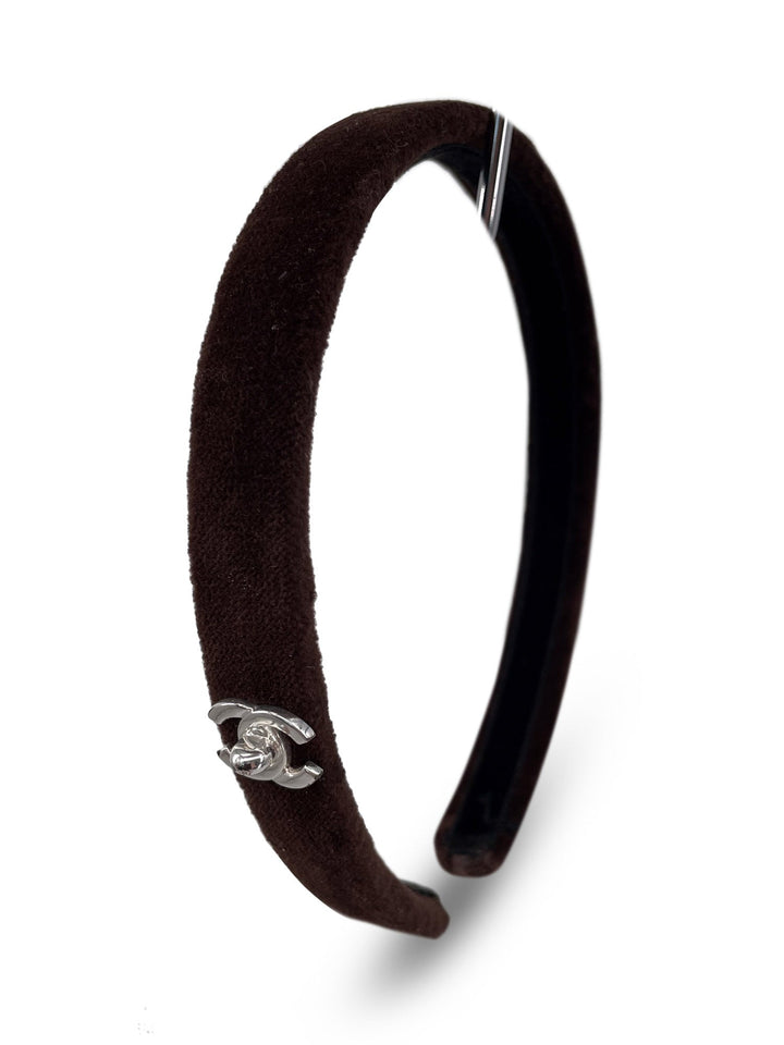 Top Quality Chanel CC Logo Velvet Hair Band Brown