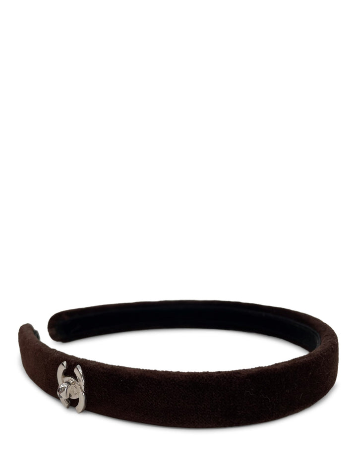 Top Quality Chanel CC Logo Velvet Hair Band Brown