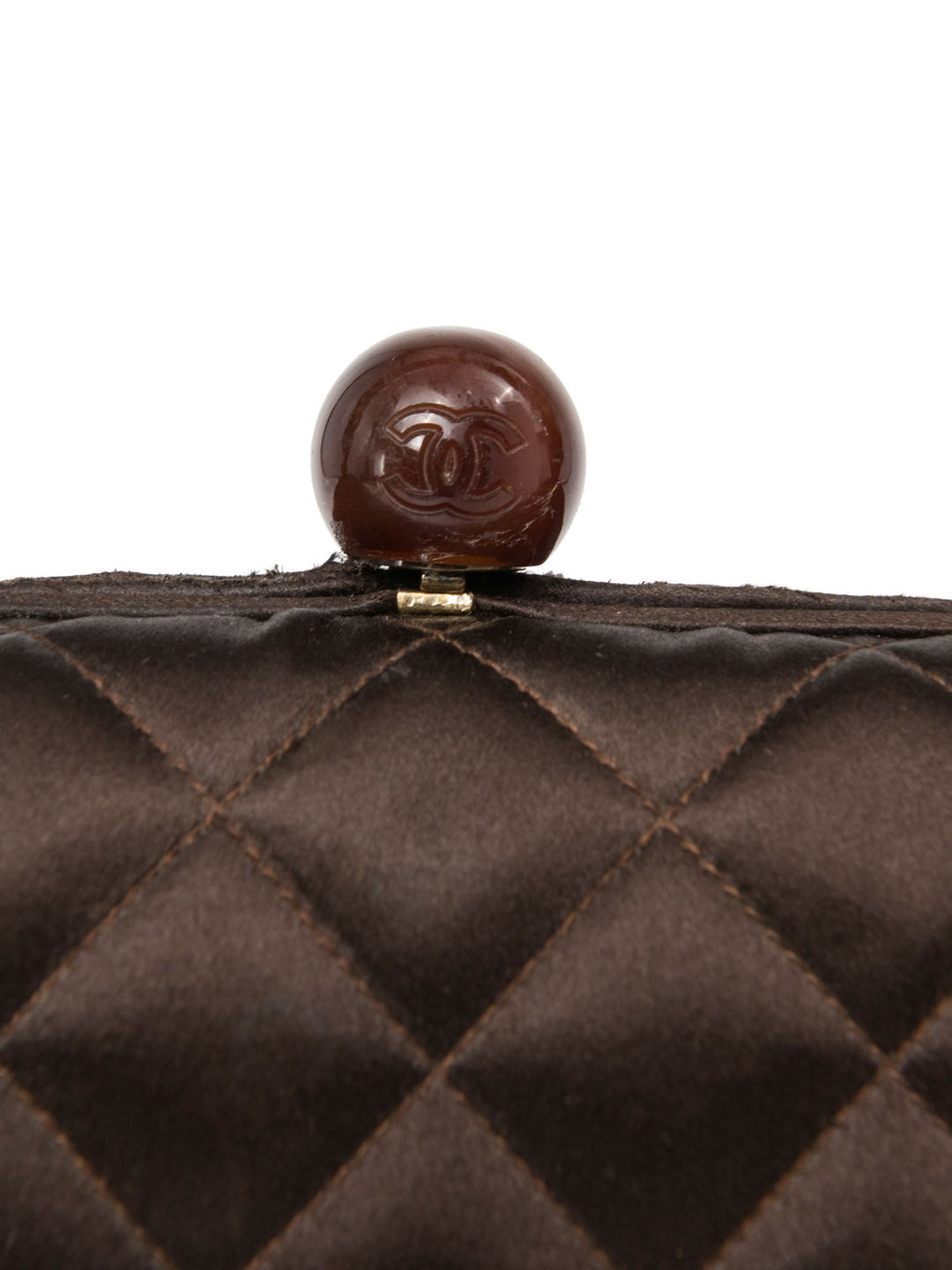 Top Quality Chanel CC Logo Vintage Quilted Silk Lucite Chain Mini Bag Brown