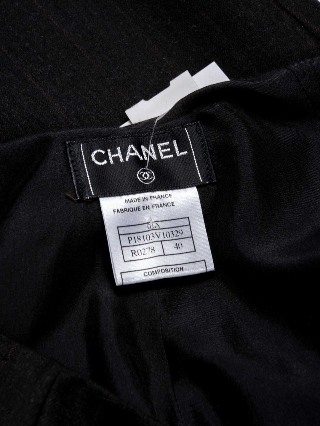 Top Quality Chanel CC Logo Wool Cashmere High Waisted Pants Brown