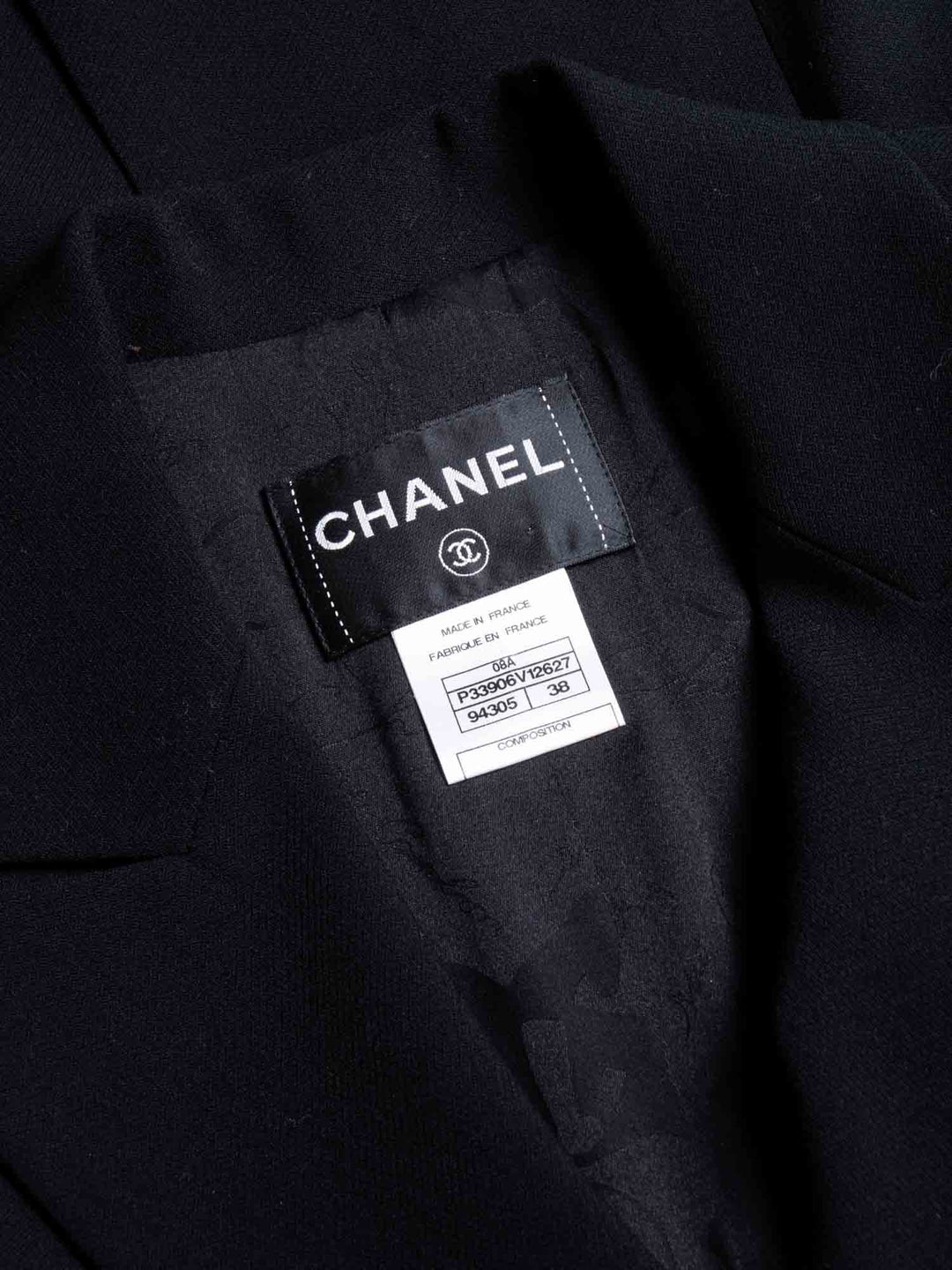 Top Quality Chanel CC Logo Wool Tweed Fitted Jacket Black