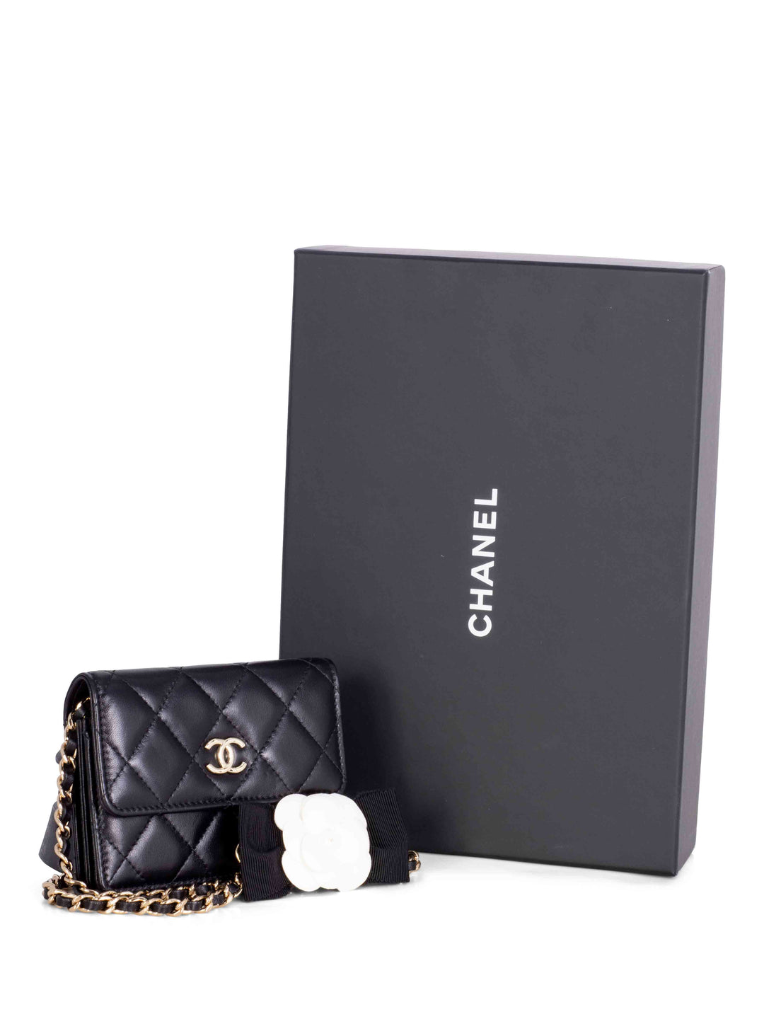 Top Quality Chanel CC Quilted Leather Mini Camellia Flap Messenger Bag Black