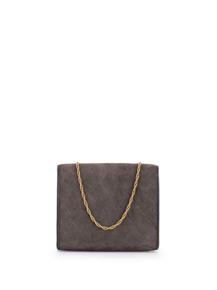 Top Quality Chanel CC Suede Quilted Wallet On Chain Taupe