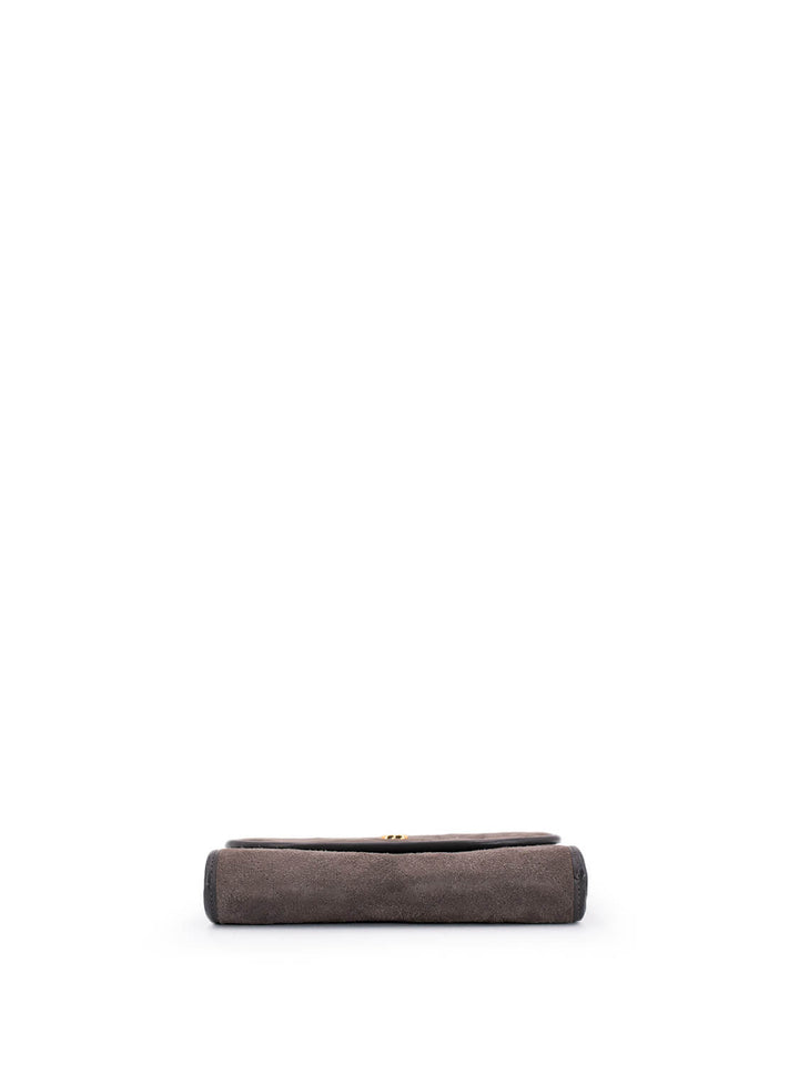 Top Quality Chanel CC Suede Quilted Wallet On Chain Taupe
