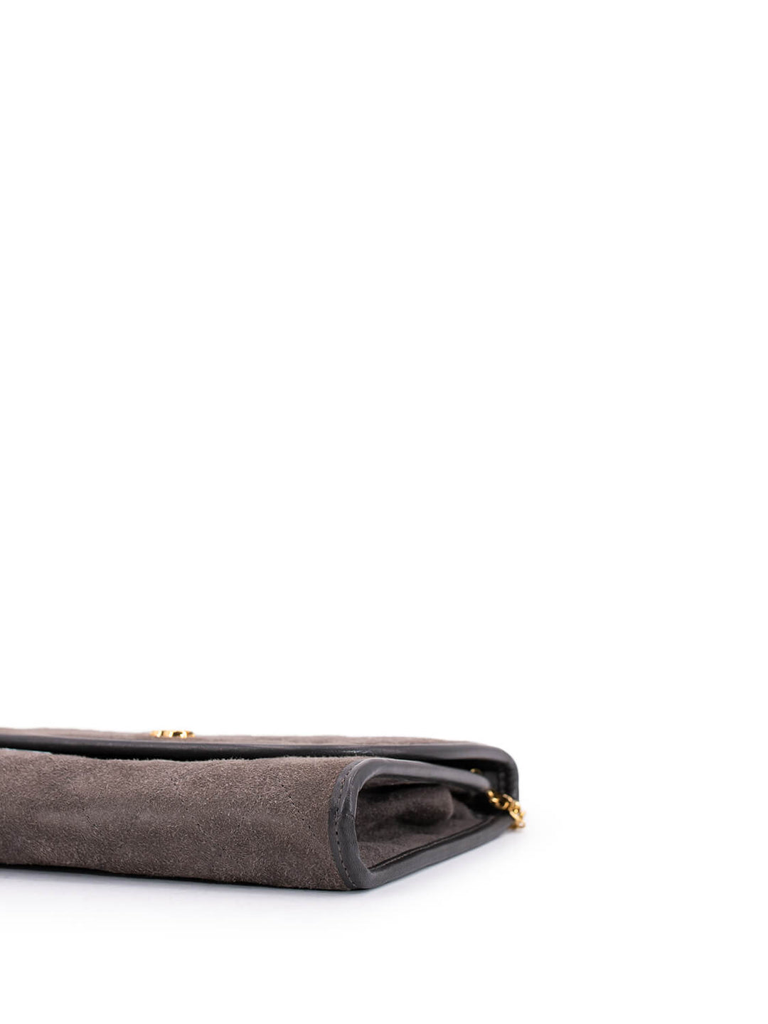 Top Quality Chanel CC Suede Quilted Wallet On Chain Taupe