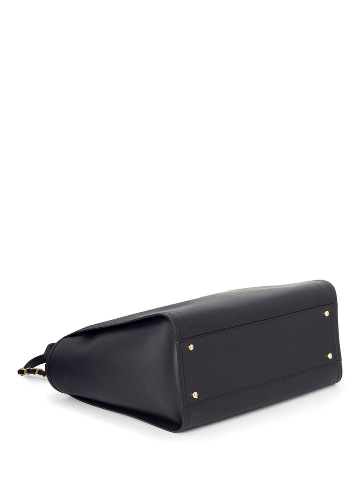 Top Quality Chanel Calfskin Large Deauville Tote Black Gold