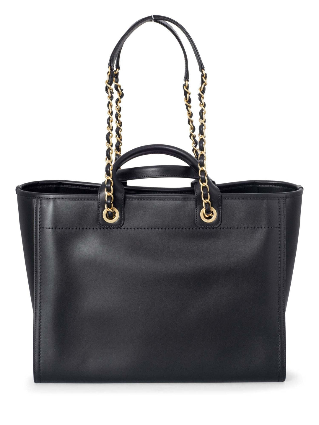 Top Quality Chanel Calfskin Large Deauville Tote Black Gold