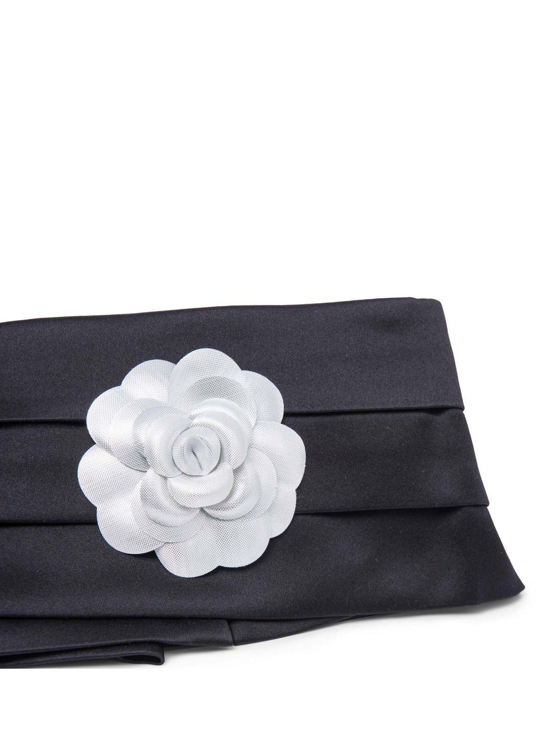 Top Quality Chanel Camelia Pleated Satin Silk Belt Black