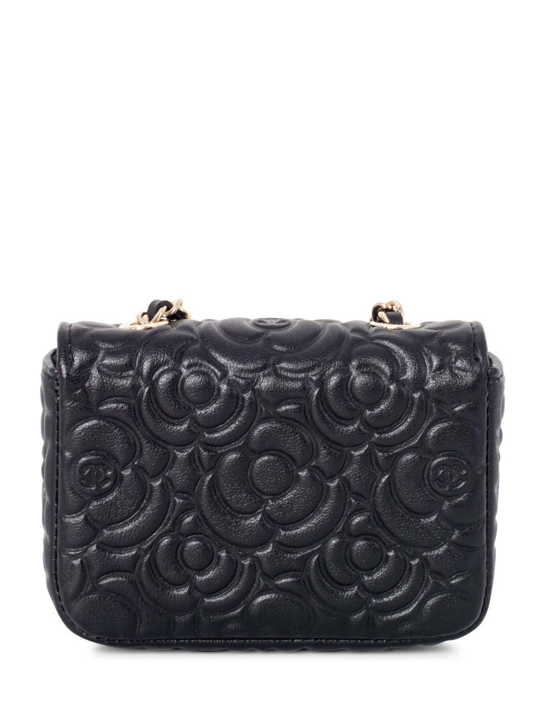 Top Quality Chanel Camellia Quilted Leather Chain Belt Bag Black