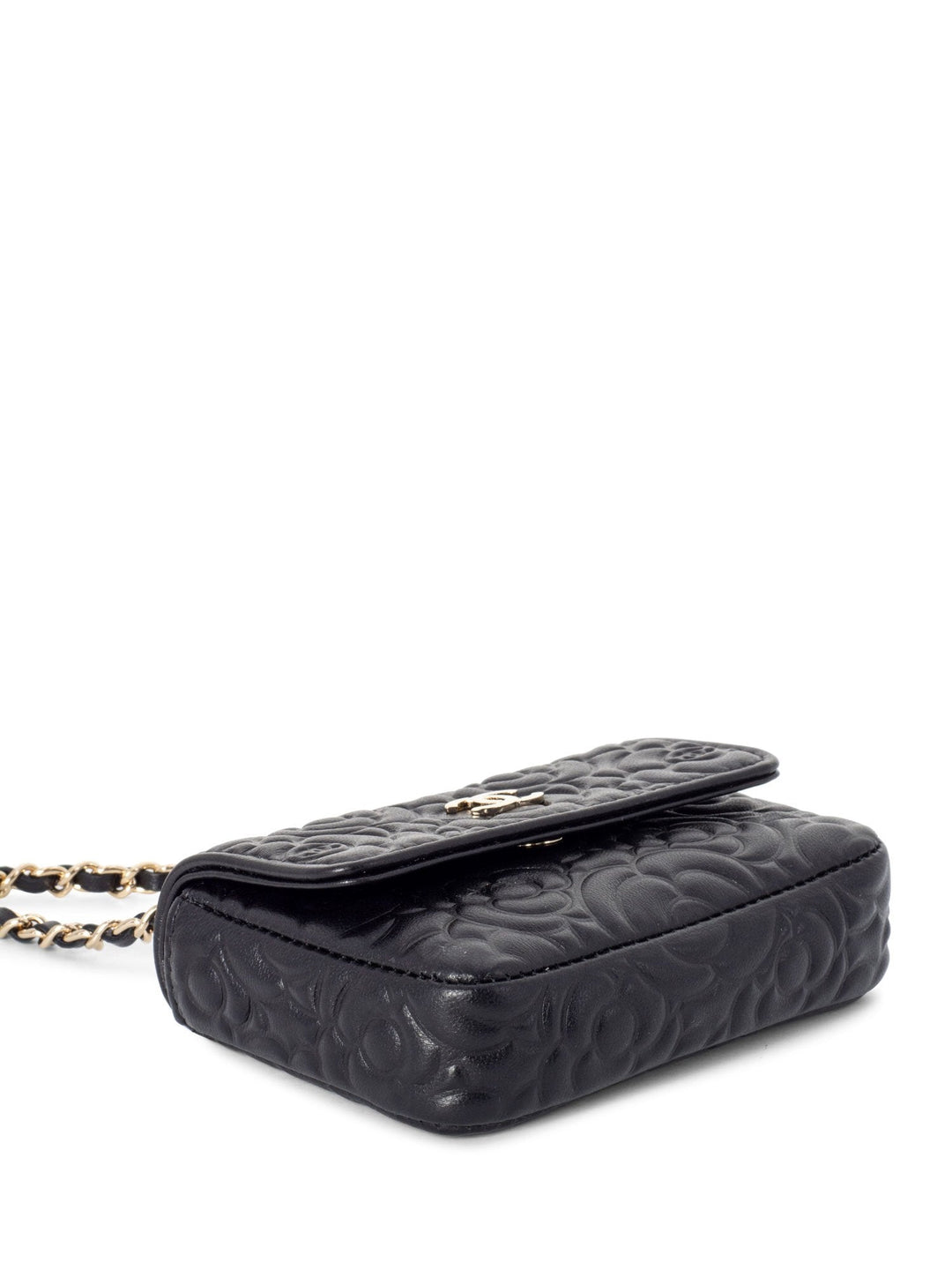 Top Quality Chanel Camellia Quilted Leather Chain Belt Bag Black
