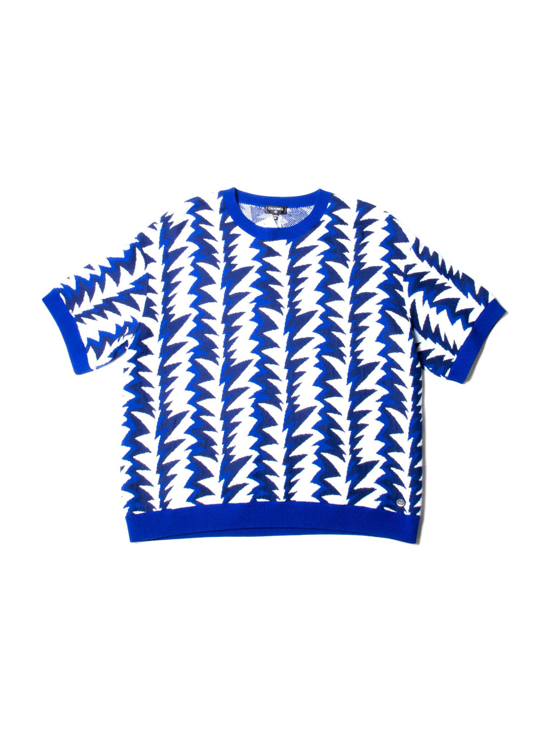 Top Quality Chanel Cashmere Blend Abstract Oversized Sweater Blue White