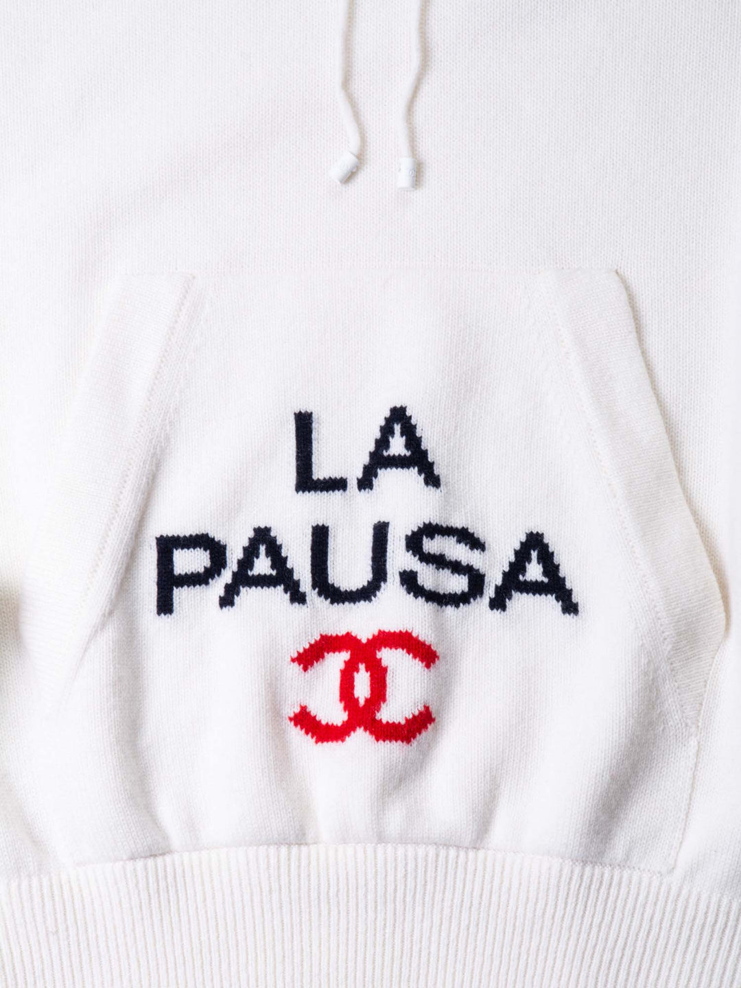 Top Quality Chanel Cashmere CC Logo La Pausa Hooded Oversized Sweater White