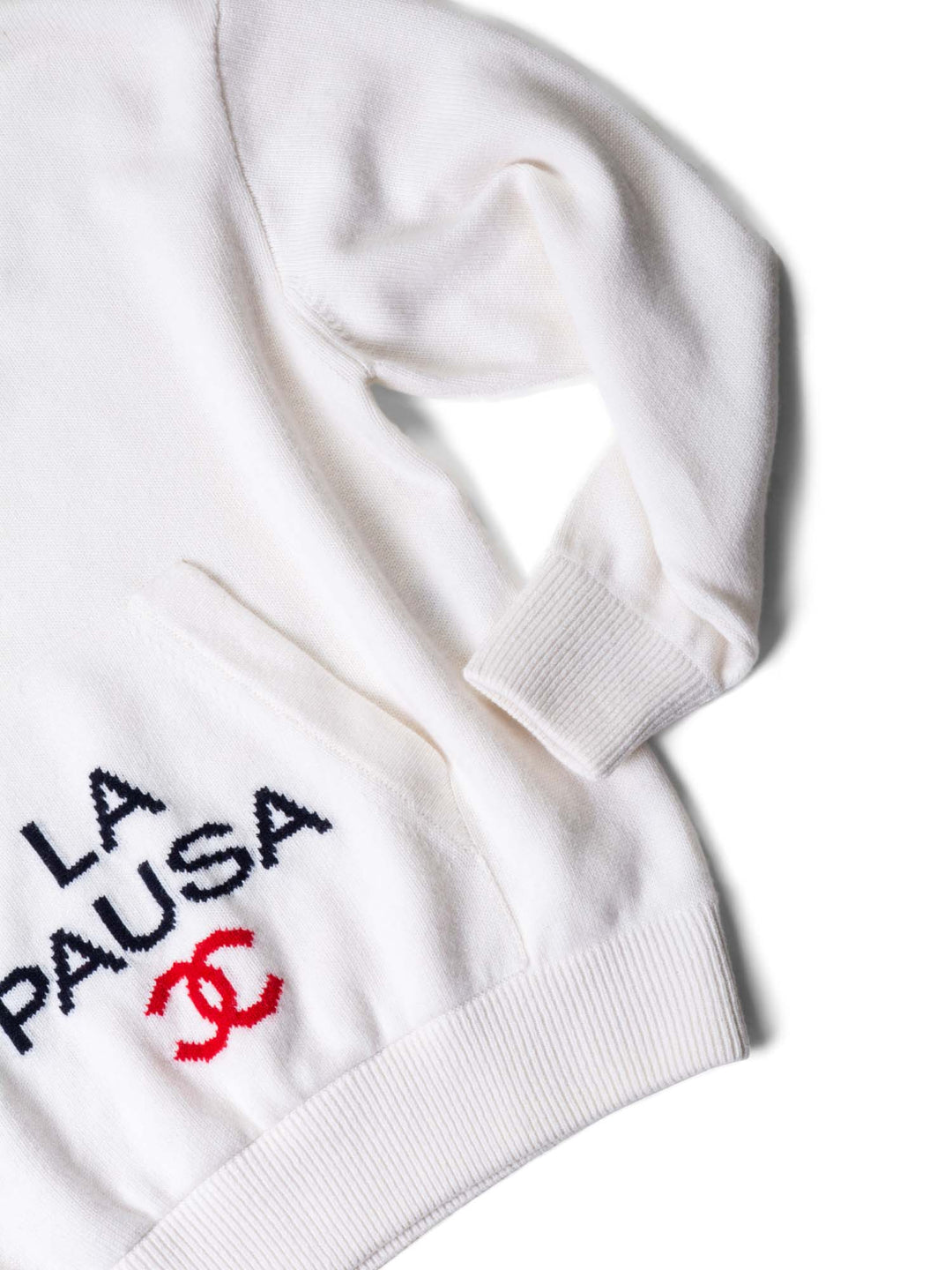 Top Quality Chanel Cashmere CC Logo La Pausa Hooded Oversized Sweater White