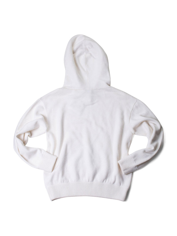Top Quality Chanel Cashmere CC Logo La Pausa Hooded Oversized Sweater White