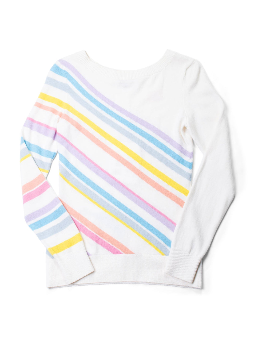 Top Quality Chanel Cashmere CC Logo La Pausa Stripe Sweater Rainbow White