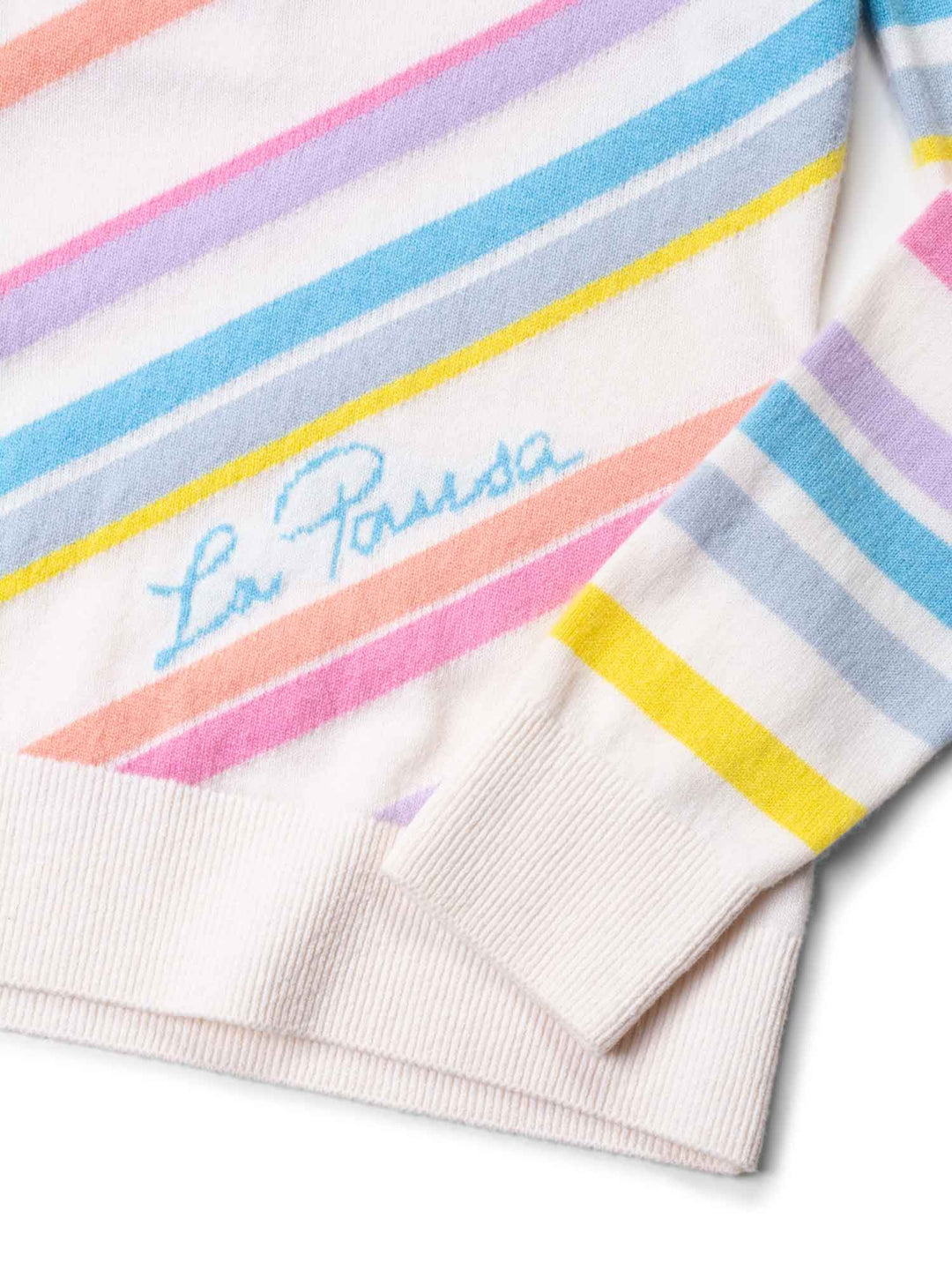 Top Quality Chanel Cashmere CC Logo La Pausa Stripe Sweater White