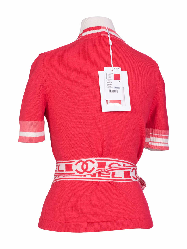 Top Quality Chanel Cashmere CC Logo Wrap Sweater Pink