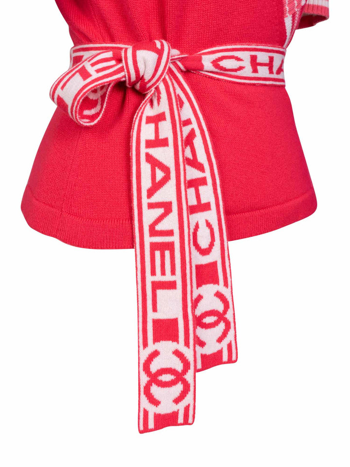 Top Quality Chanel Cashmere CC Logo Wrap Sweater Pink