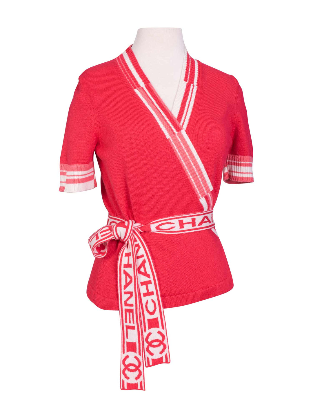 Top Quality Chanel Cashmere CC Logo Wrap Sweater Pink