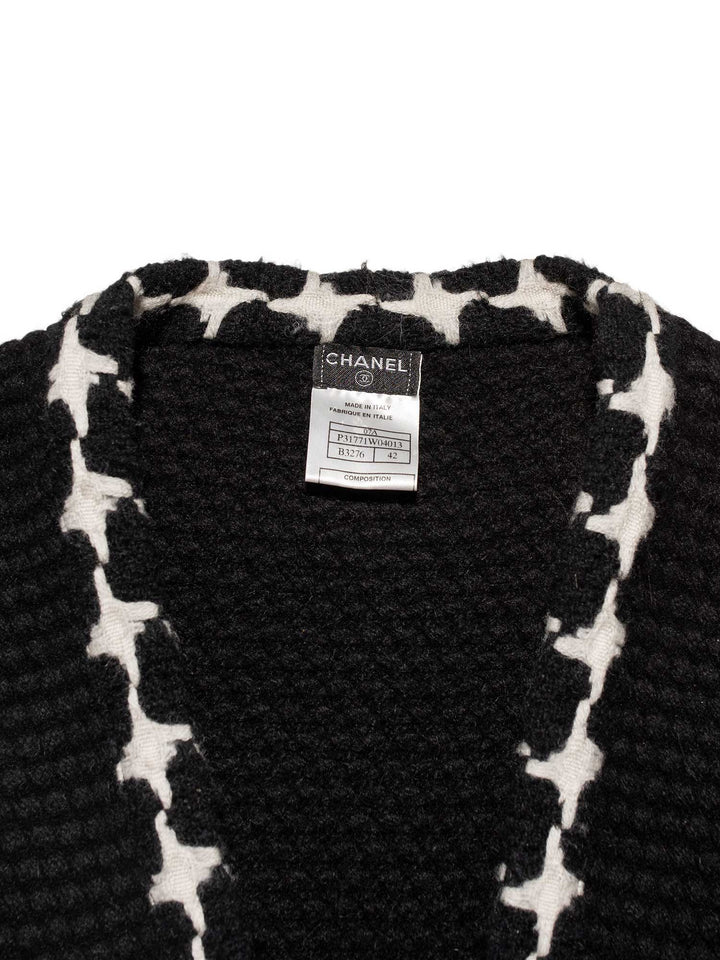 Top Quality Chanel Cashmere Knit Fringe Cardigan Black White