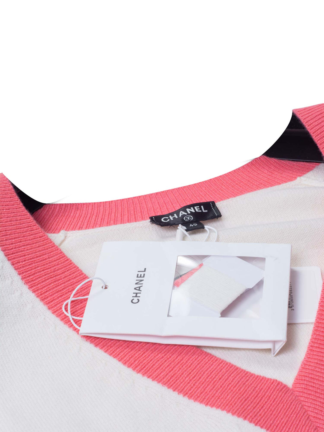 Top Quality Chanel Cashmere Logo Runway Sweater White