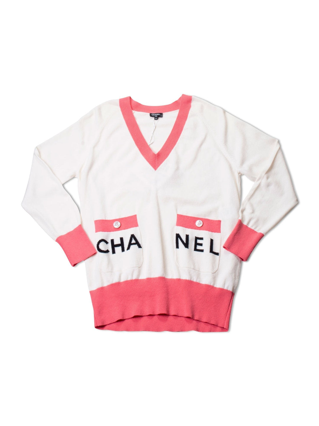 Top Quality Chanel Cashmere Logo Runway Sweater White