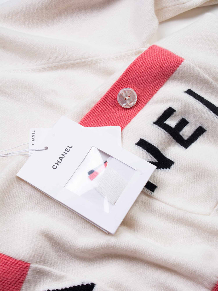 Top Quality Chanel Cashmere Logo Runway Sweater White