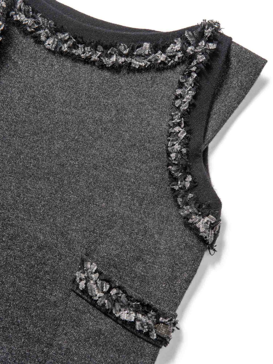 Top Quality Chanel Cashmere Silk Fringe Dress Heather Grey